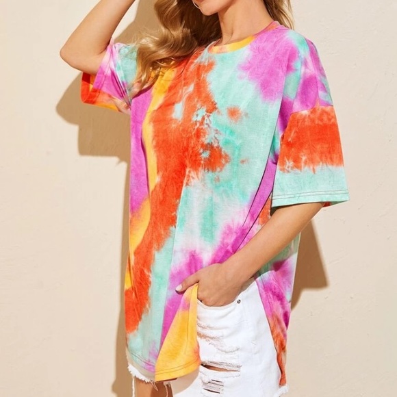 Oversized Sunkist Tie Dye Drop Shoulder T-Shirt - Picture 3 of 10